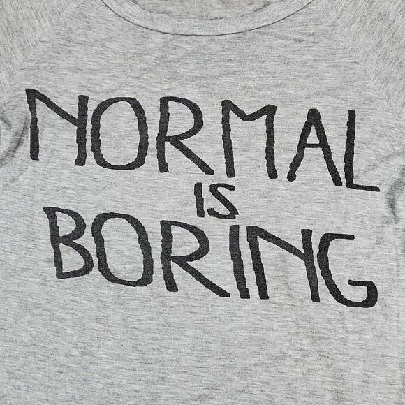 💜Ocasion Gray "Normal is Boring" 3/4 Sleeve Top Large - Picture 7 of 10